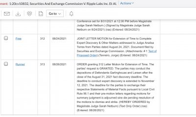 Actualización de la demanda de XRP: el tribunal otorga a Ripple, la solicitud de extensión de descubrimiento de expertos de la SEC