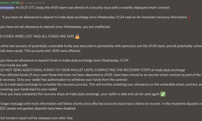 El dYdX basado en Ethereum se salvó de una violación de seguridad de 2 millones de dólares gracias a los actos heroicos de White Hat