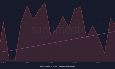 Relación BNB mvrv y edad media de la moneda