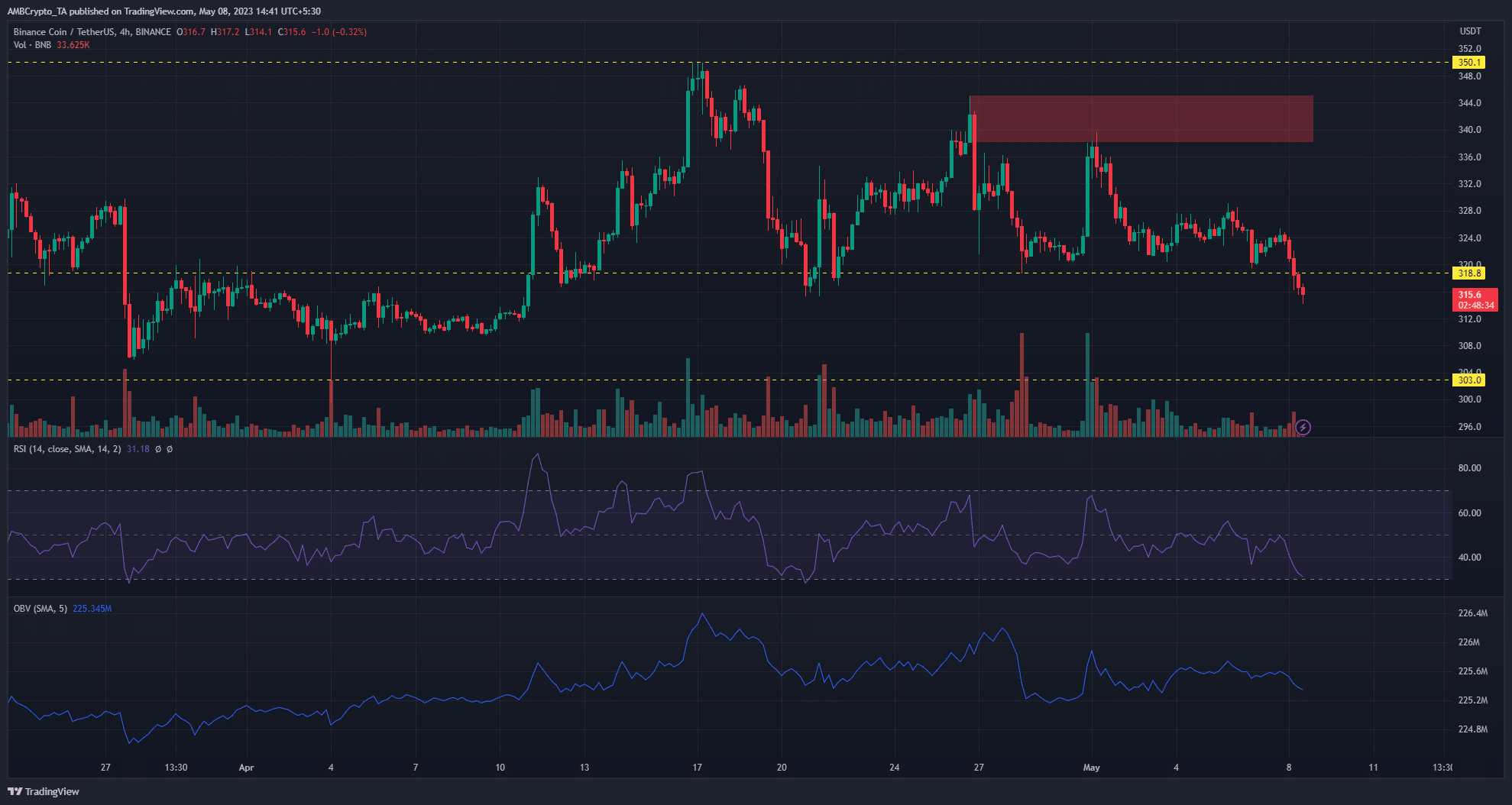 Binance Coin cae por debajo del nivel de soporte clave, ¿pueden recuperarse los alcistas de nuevo?