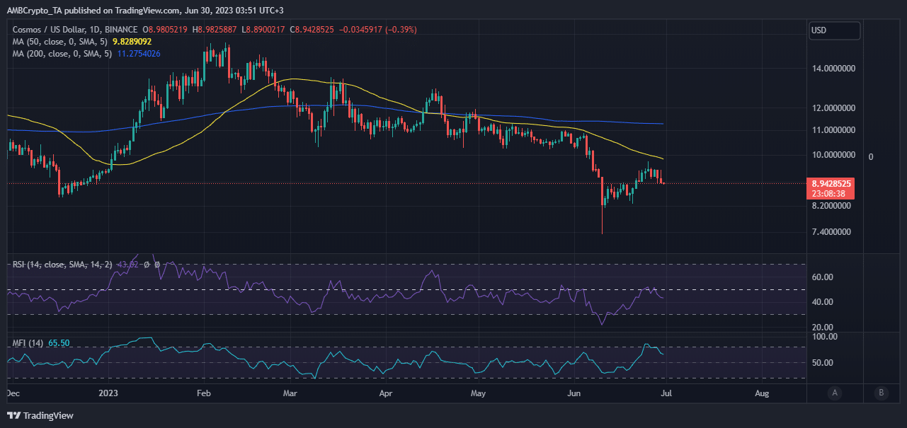 Acción del precio ATOM