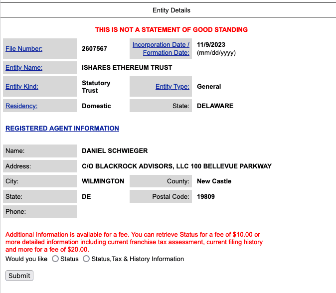 Fuente: División de Corporaciones del Departamento de Estado de Delaware