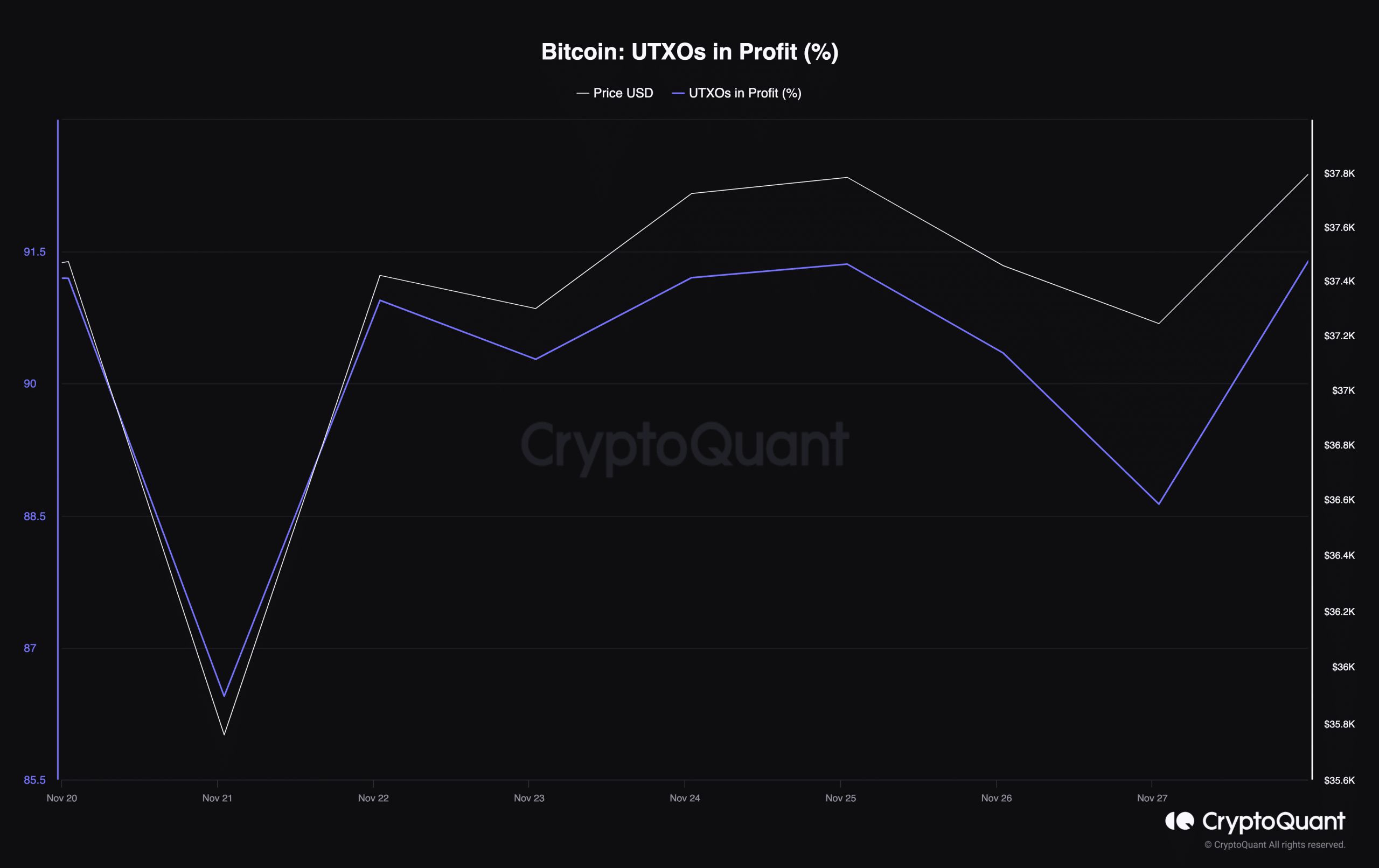 Bitcoin UTXO en el gráfico de ganancias que indica un posible ascenso a la cima del mercado