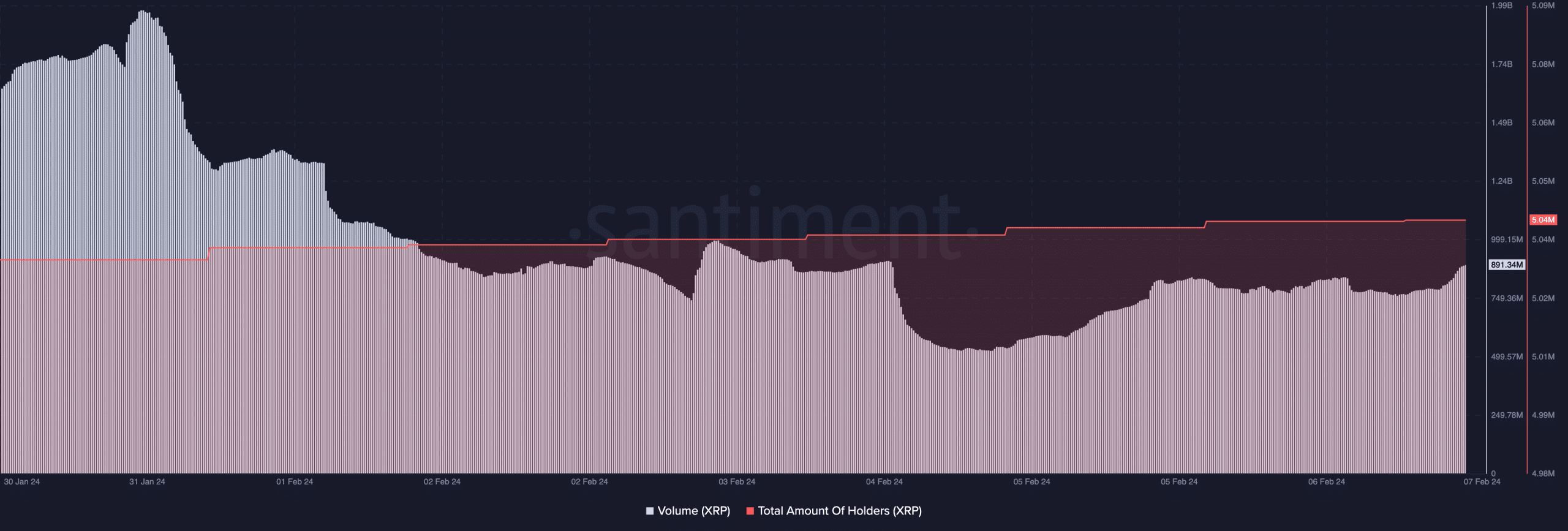 Volumen de XRP y número total de titulares