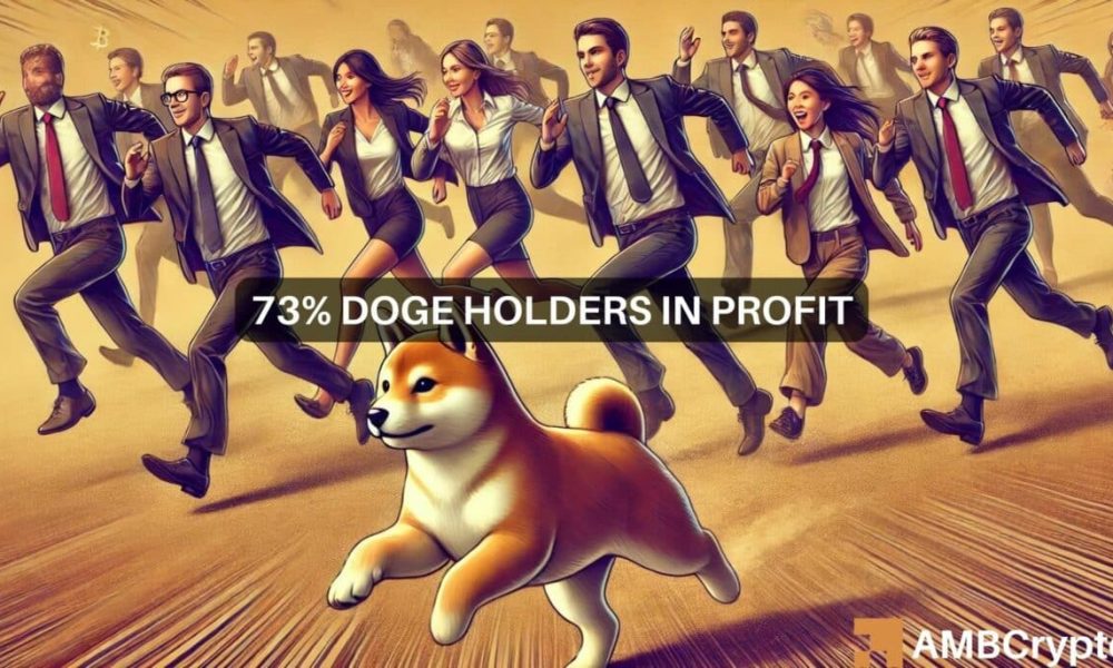 Dogecoin: 73% jego posiadaczy osiąga zyski, ale wskaźniki rynkowe przewidują…