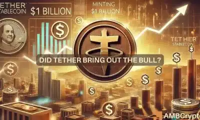 Tether acuña 1.000 millones de dólares en USDT: ¿Es esto una señal alcista?