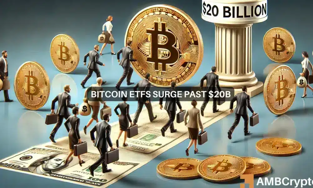 Los ETF spot de Bitcoin superan los $ 20 mil millones en entradas mientras BTC apunta a ATH