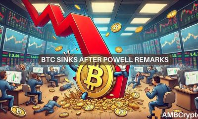 Bitcoin y las acciones estadounidenses caen mientras Powell señala recortes de tasas más lentos