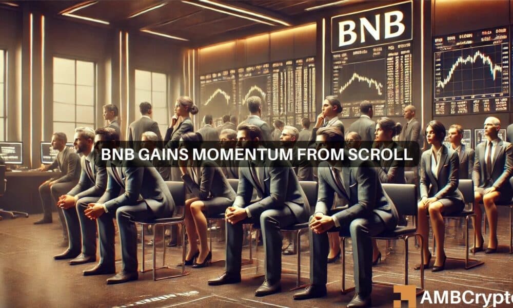 BNB apunta a $600 en medio del lanzamiento de la criptomoneda SCR de Scroll en Binance