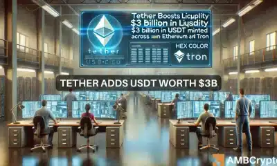 Tether aumenta la liquidez de las criptomonedas: USD 3 mil millones en USDT acuñados en ETH y TRX