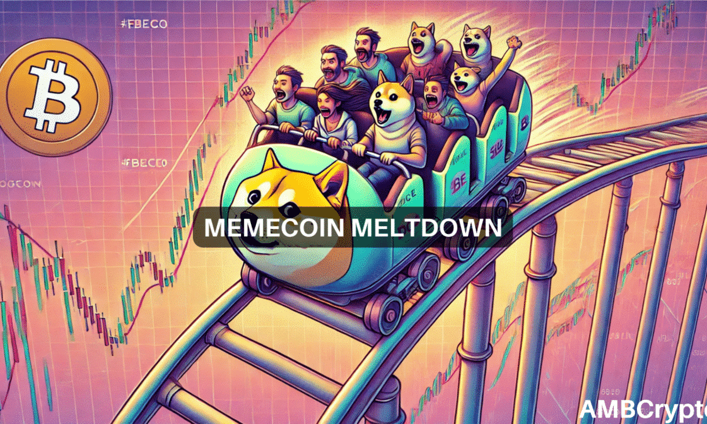 ¡Los precios de Memecoin se desploman! Pérdidas de dos dígitos para DOGE y SHIB