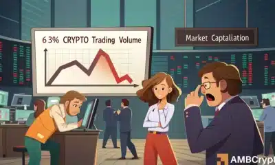 El volumen de comercio de criptografía se sumerge 63% a pesar de la recuperación de la capitalización de mercado: ¿Rally en riesgo?